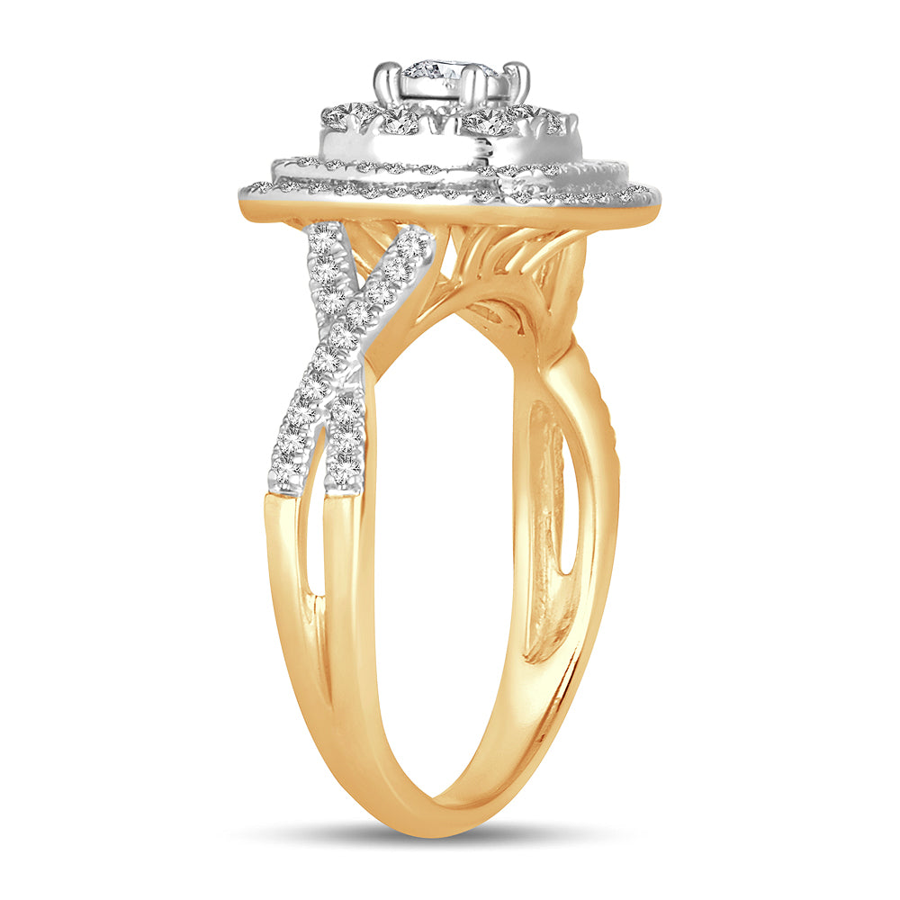 14K Yellow Gold 0.76CT Lab Diamond Womens Engagement Ring