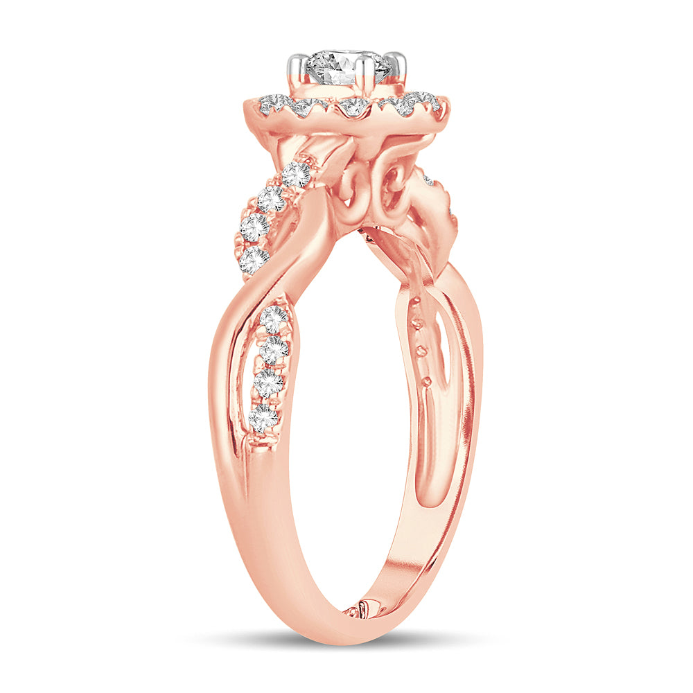 Romantic 14k Rose Gold Lab Diamond Engagement Ring (0.64CT)
