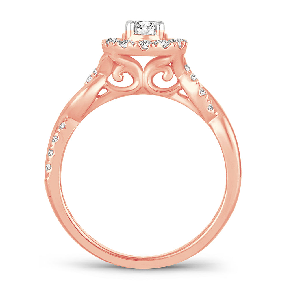 Romantic 14k Rose Gold Lab Diamond Engagement Ring (0.64CT)