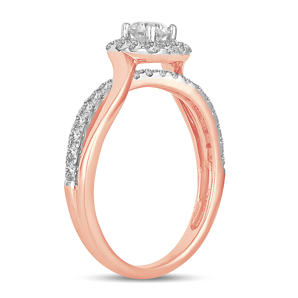 Romantic 14k Rose Gold Lab Diamond Engagement Ring 0.73CT