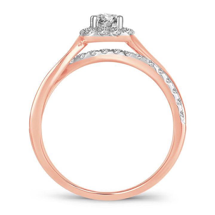 Romantic 14k Rose Gold Lab Diamond Engagement Ring 0.73CT