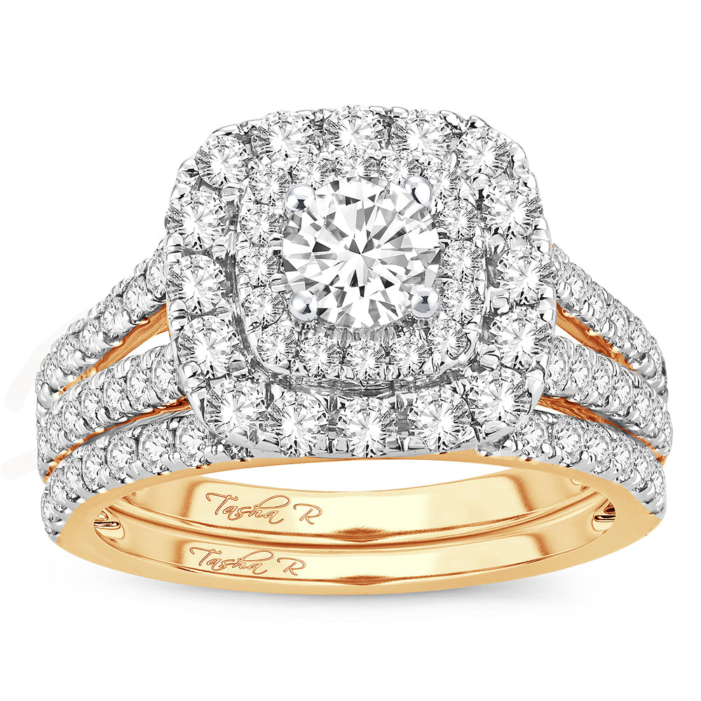 14k Yellow Gold 2CT Lab Diamond Bridal Ring Brilliance