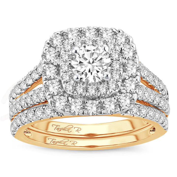 14k Yellow Gold 2CT Lab Diamond Bridal Ring Brilliance