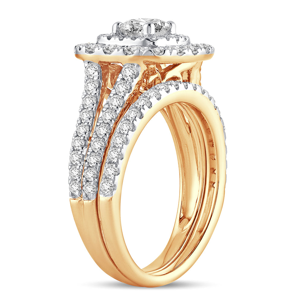 14k Yellow Gold 2CT Lab Diamond Bridal Ring Brilliance