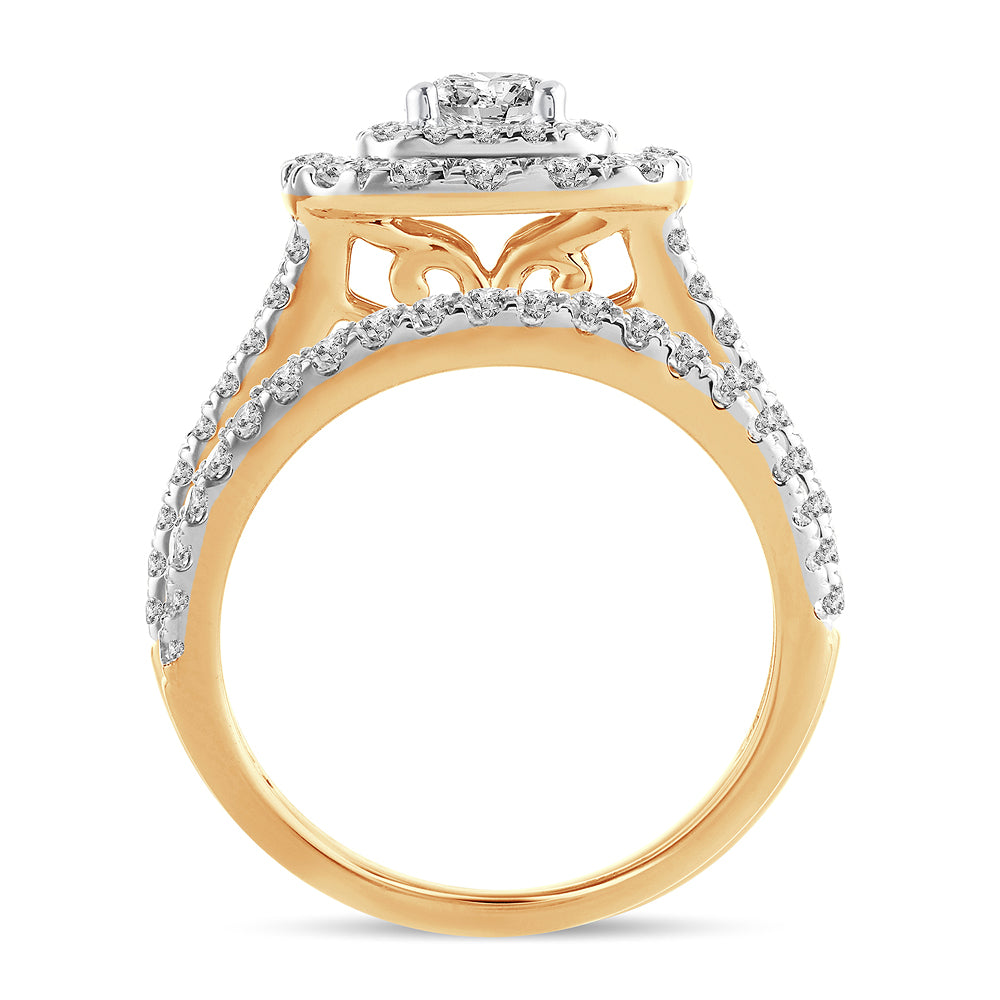14k Yellow Gold 2CT Lab Diamond Bridal Ring Brilliance
