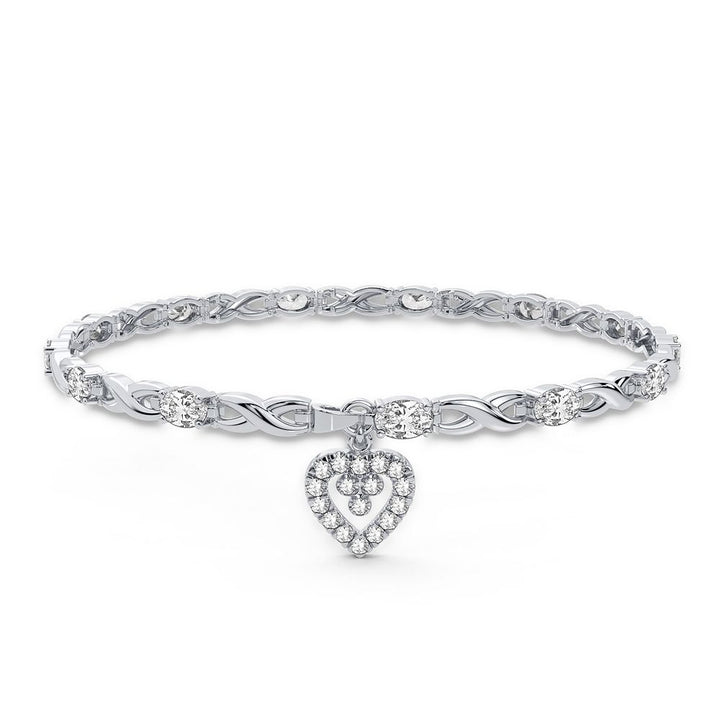 Chic 10k White Gold Lab Diamond Womens Tennis Bracelet