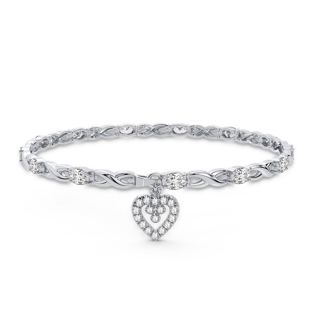 10k White Gold Lab Diamond Womens Tennis Bracelet