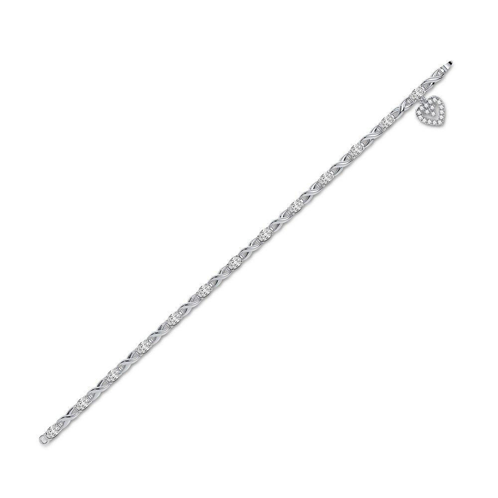 10k White Gold Lab Diamond Womens Tennis Bracelet