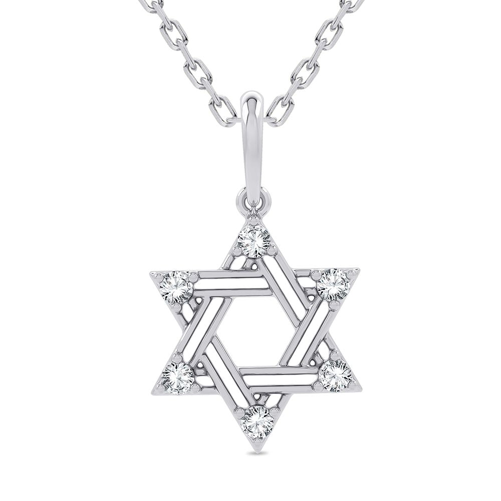 Chic 10k White Gold Lab Diamond Pendant for Women