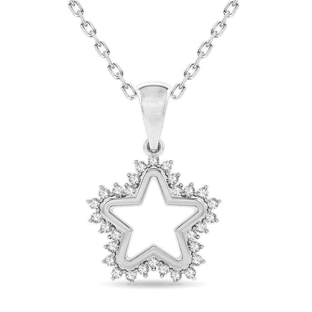 Chic 10k White Gold 0.20CT Lab Diamond Womens Pendant