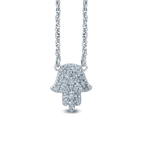 Chic 10k White Gold 0.10CT Lab Diamond Pendant Necklace