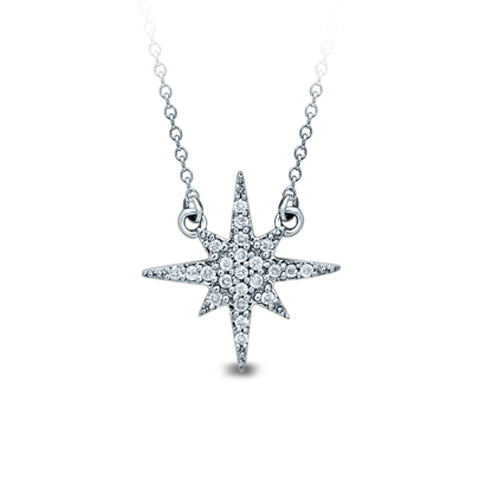 Chic 10k White Gold 0.10CT Lab Diamond Pendant Necklace