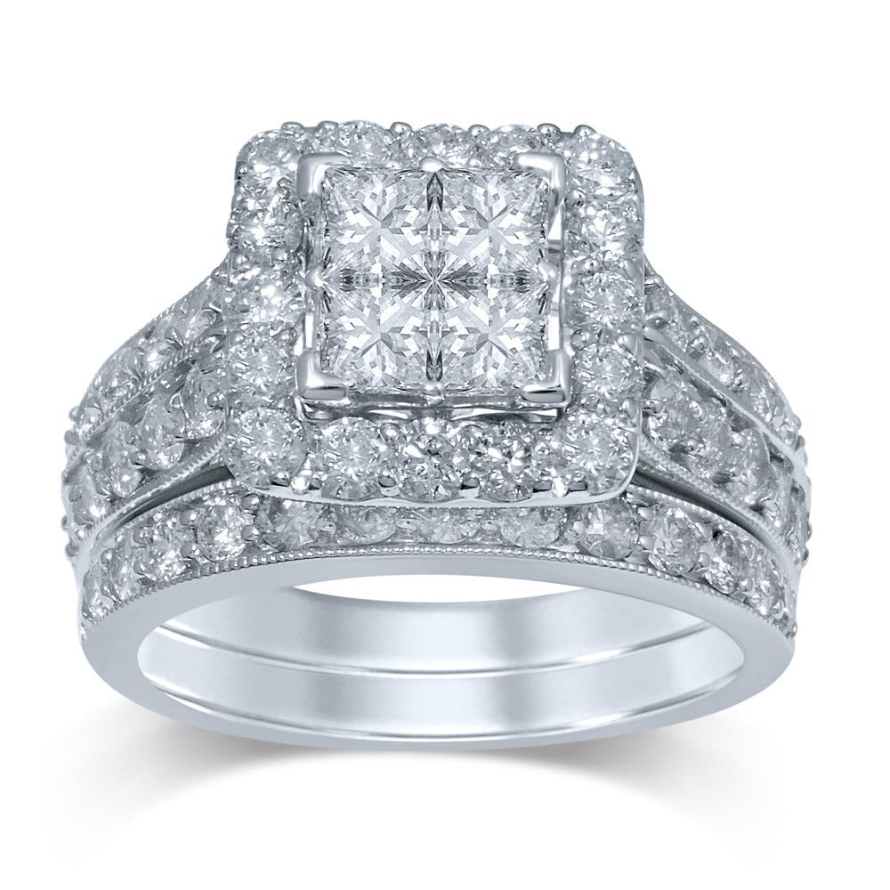 14k White Gold Lab-Created 3.25CT Diamond Bridal Ring