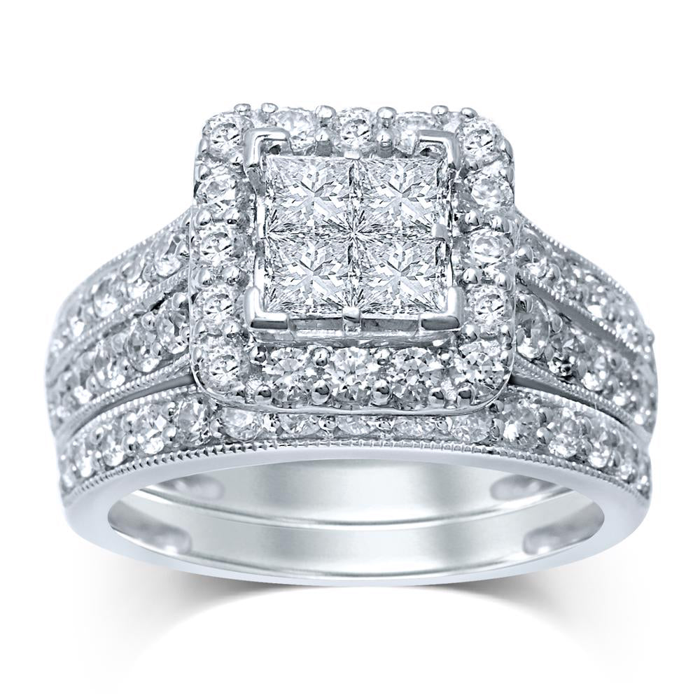 Brilliant 14k White Gold Lab Diamond Bridal Ring 2CT