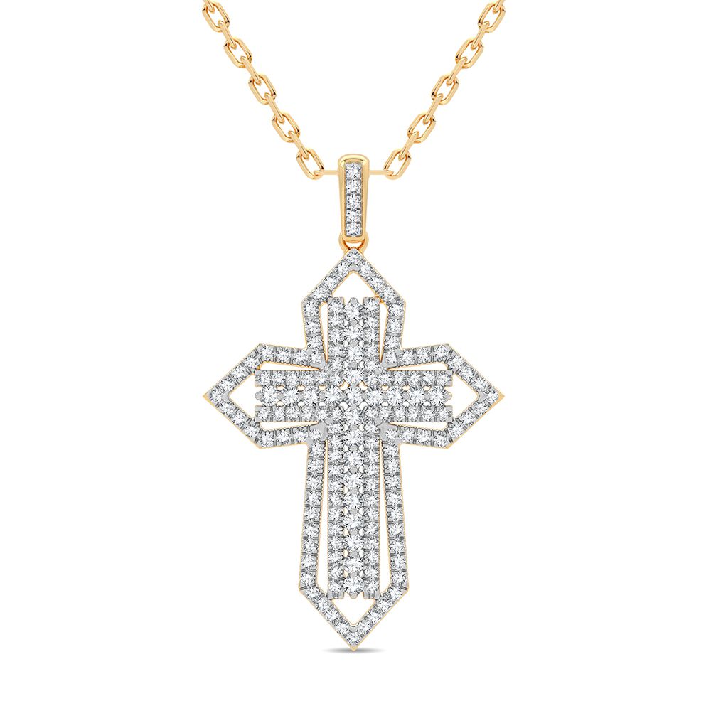 14K Yellow Gold 0.50CT Lab Diamond Religious Womens Pendant