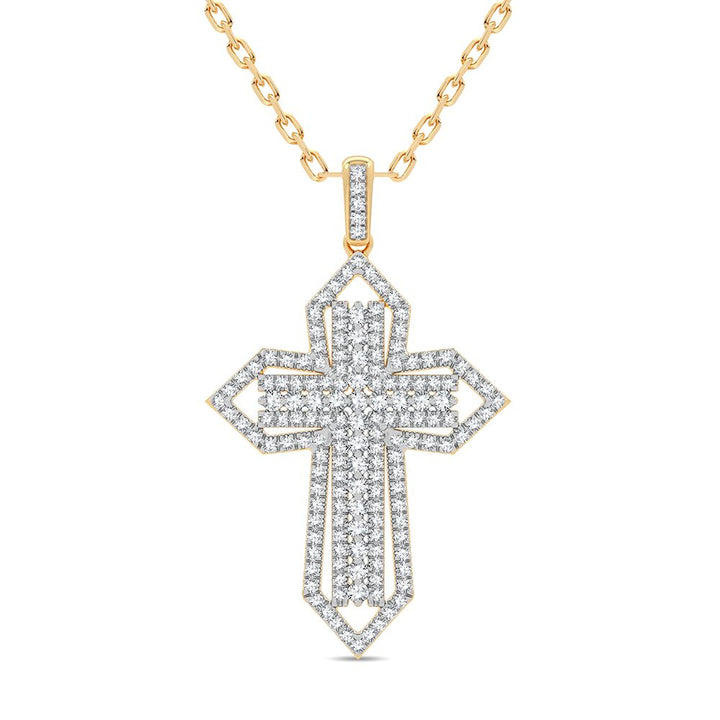 14K Yellow Gold 0.50CT Lab Diamond Religious Womens Pendant