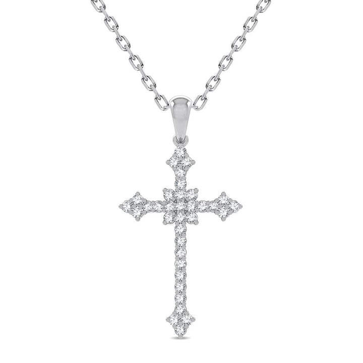 Celestial Brilliance: 14k White Gold Lab Diamond Religious Pendant