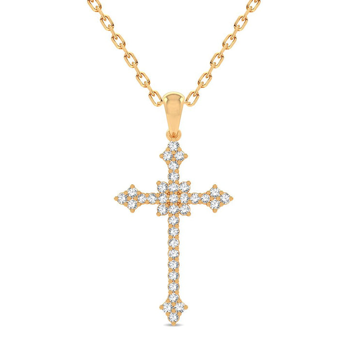 14K Yellow Gold Lab Diamond Religious Pendant for Women