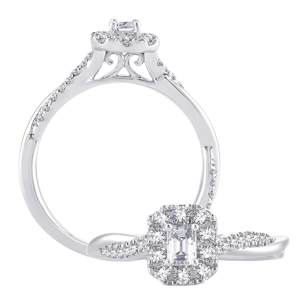 Brilliant 14k White Gold 0.50CT Lab Diamond Engagement Ring