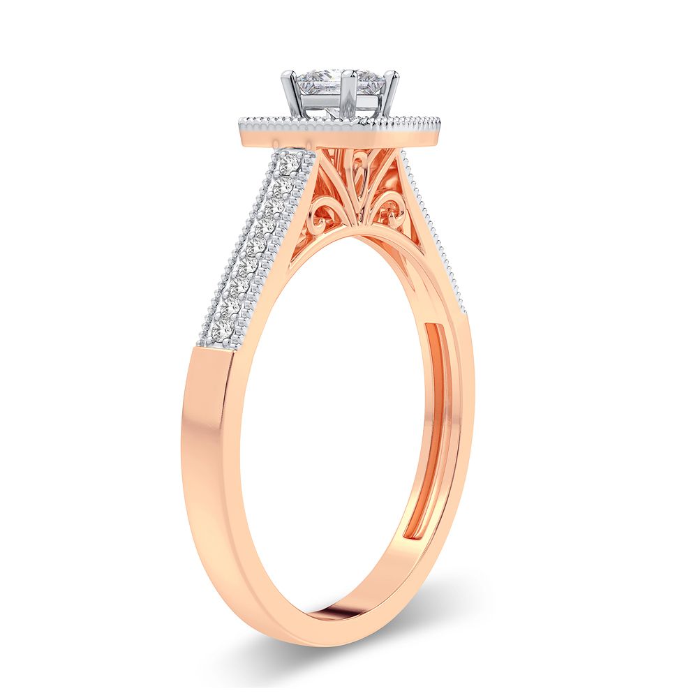 Romantic Rose Gold Lab Diamond Engagement Ring