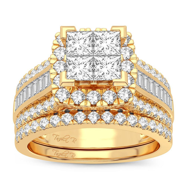 Brilliant 14K Yellow Gold 2CT Lab Diamond Bridal Ring