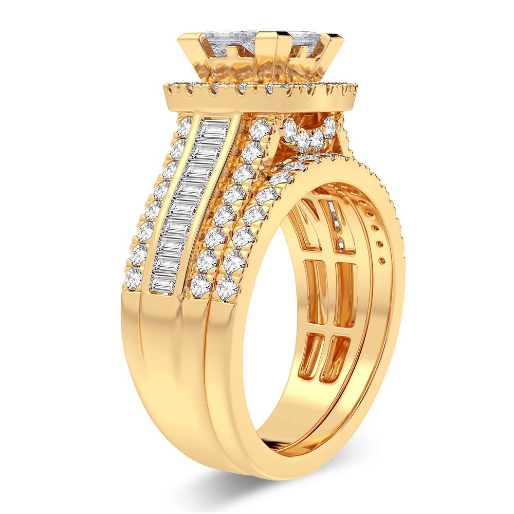Brilliant 14K Yellow Gold 2CT Lab Diamond Bridal Ring
