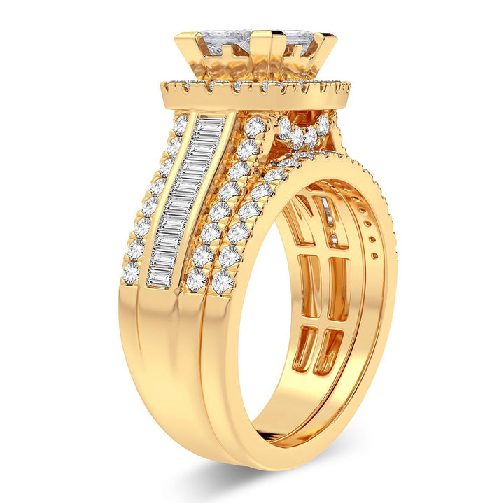 Brilliant 14K Yellow Gold 2CT Lab Diamond Bridal Ring