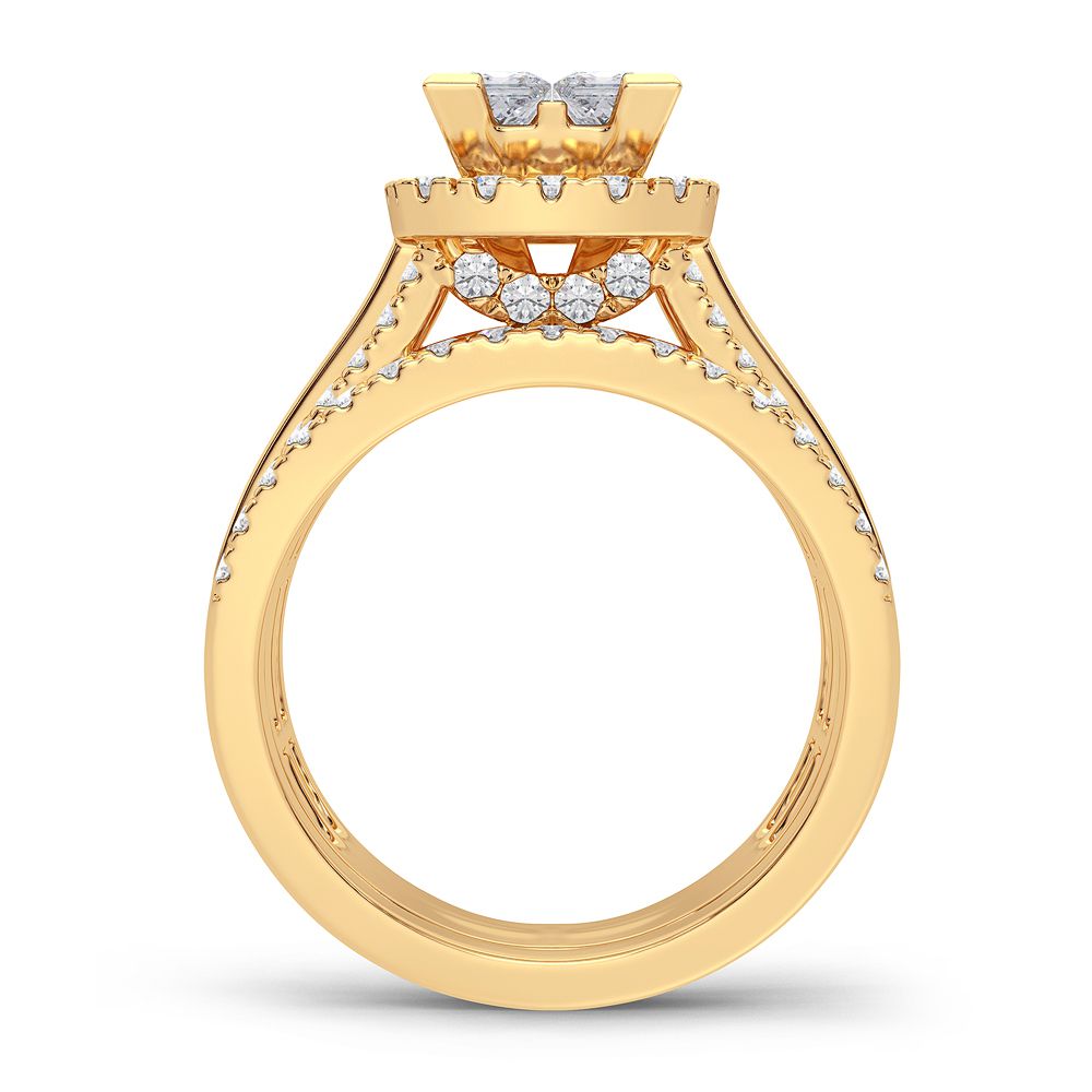 Brilliant 14K Yellow Gold 2CT Lab Diamond Bridal Ring