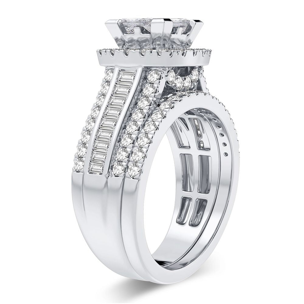 14k White Gold Lab Diamond Bridal Ring (2.00CT Brilliance)