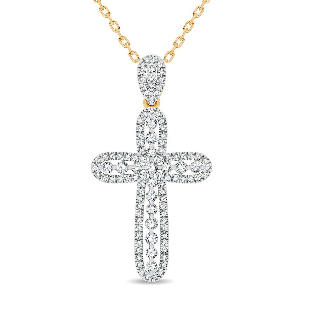 14K Yellow Gold Lab Diamond Religious Pendant for Women