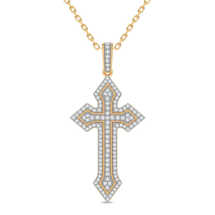 14K Yellow Gold Lab Diamond Religious Pendant for Women