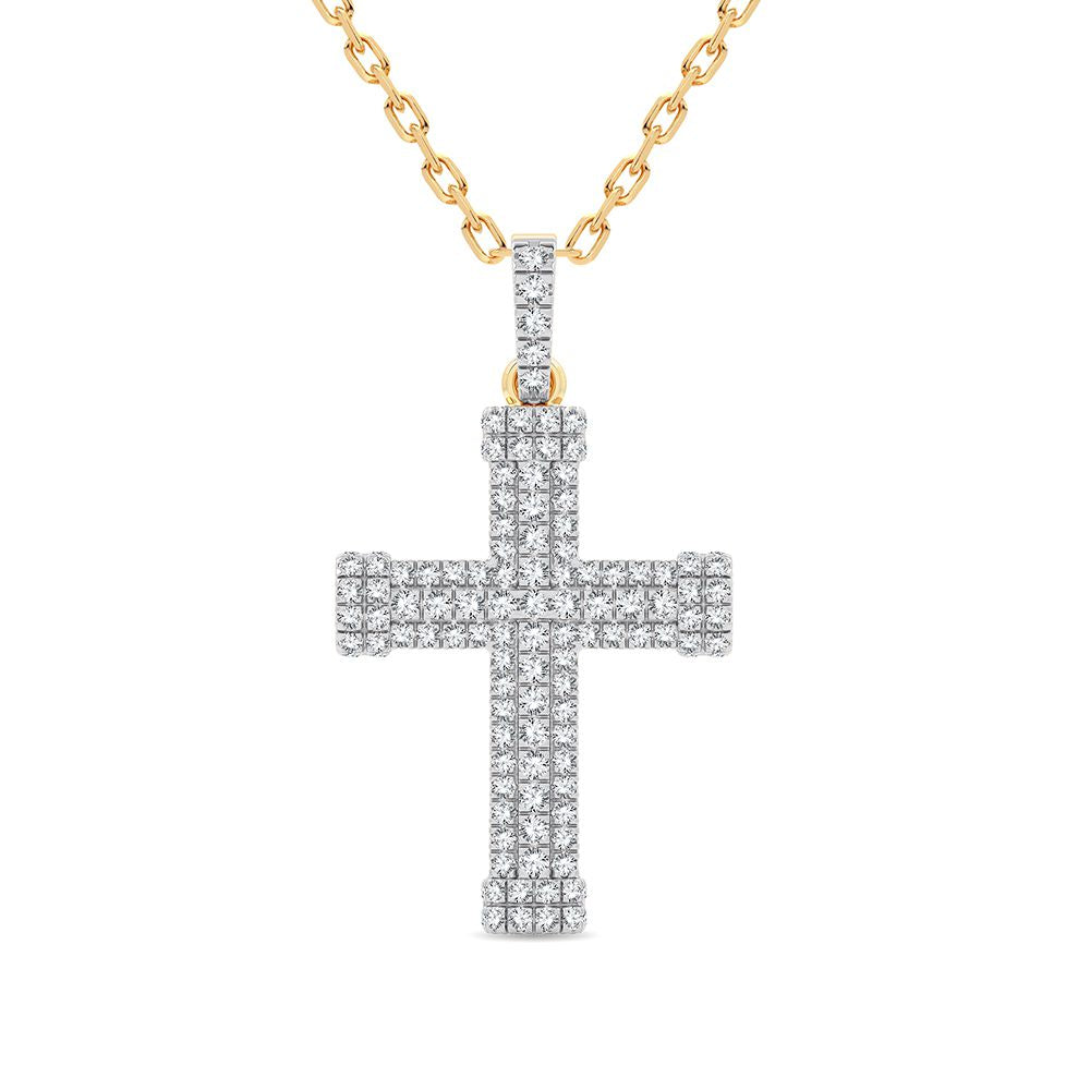 14K Yellow Gold Lab Diamond Religious Pendant for Women