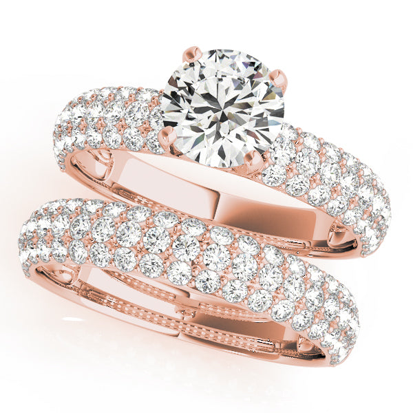 14K Rose Gold 1 ct Diamond Pave Engagement Ring