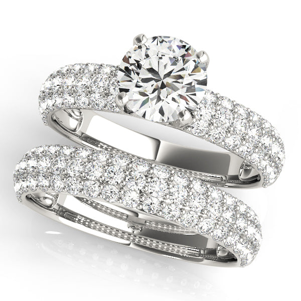 18K White Gold 1 ct Diamond Pave Engagement Ring