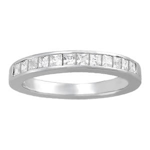 18K White Gold Square Diamond Wedding Ring