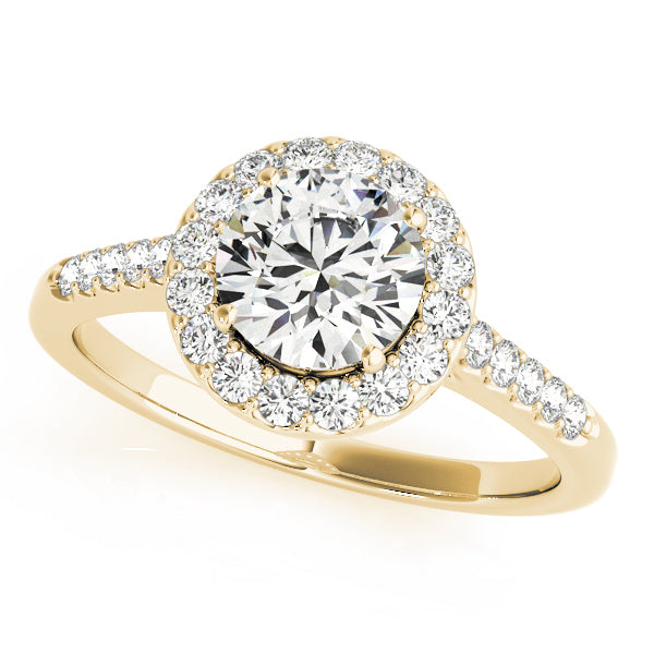 14K Yellow Gold 1 CT Diamond Halo Engagement Ring