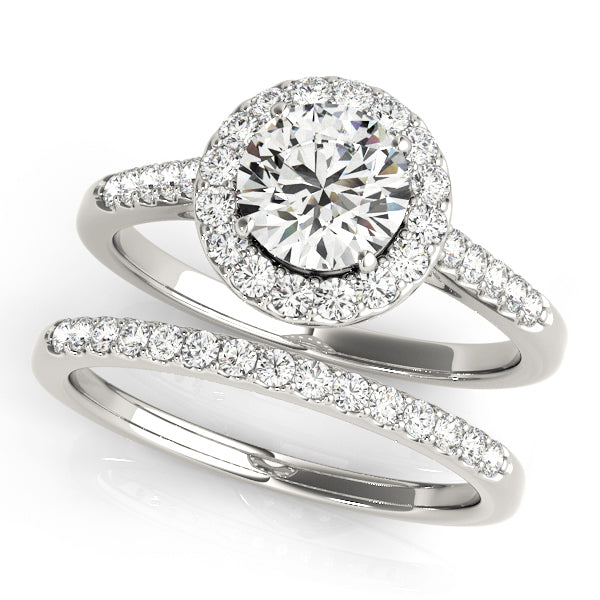 14K White Gold 1 ct Diamond Halo Engagement Ring