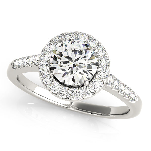 18K White Gold 1 ct Diamond Halo Engagement Ring