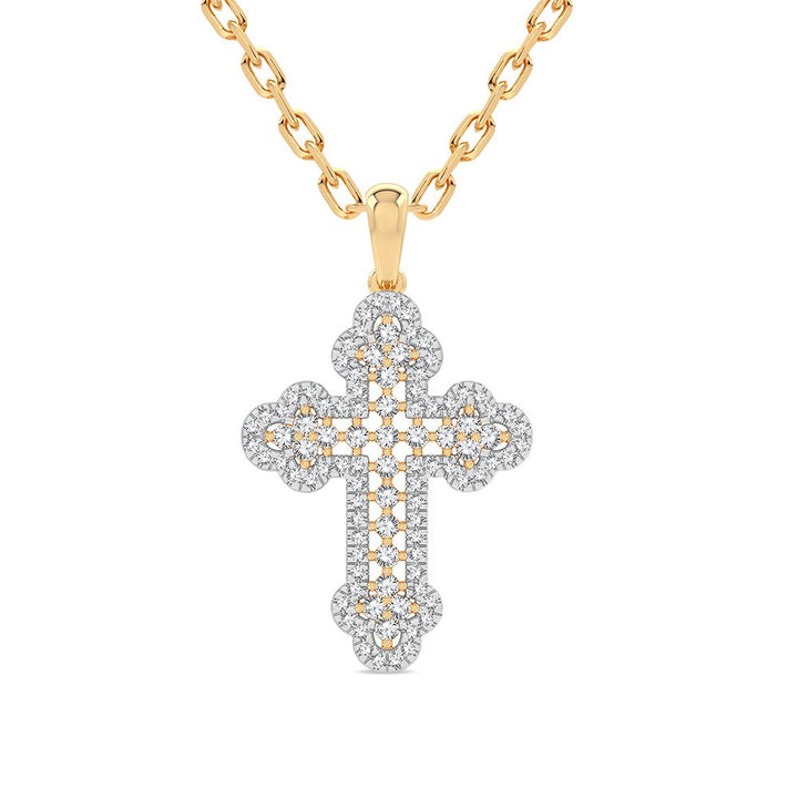 14K Yellow Gold Lab Diamond Religious Pendant for Women