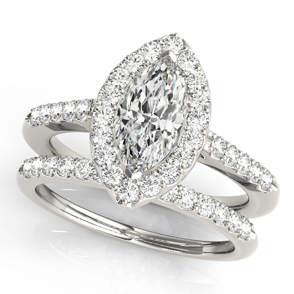 14K White Gold 1.33ctw Marquise Diamond Engagement Ring