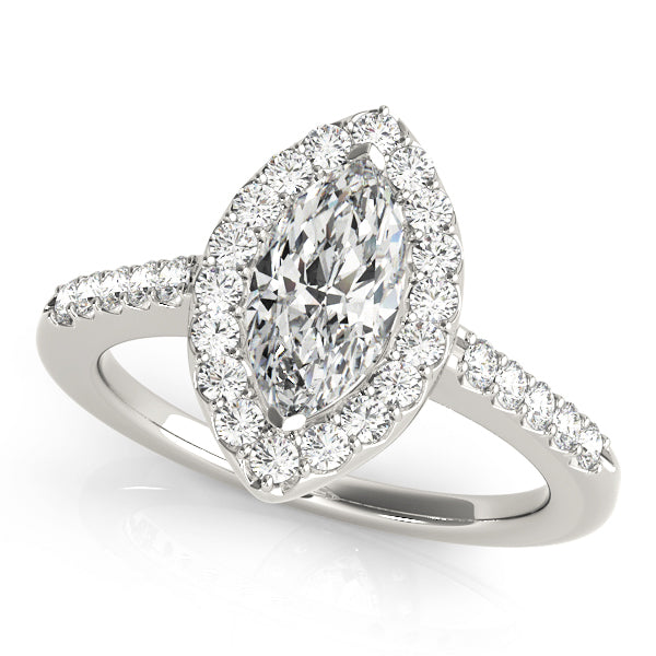 18K White Gold 1.33ctw Marquise Diamond Halo Ring