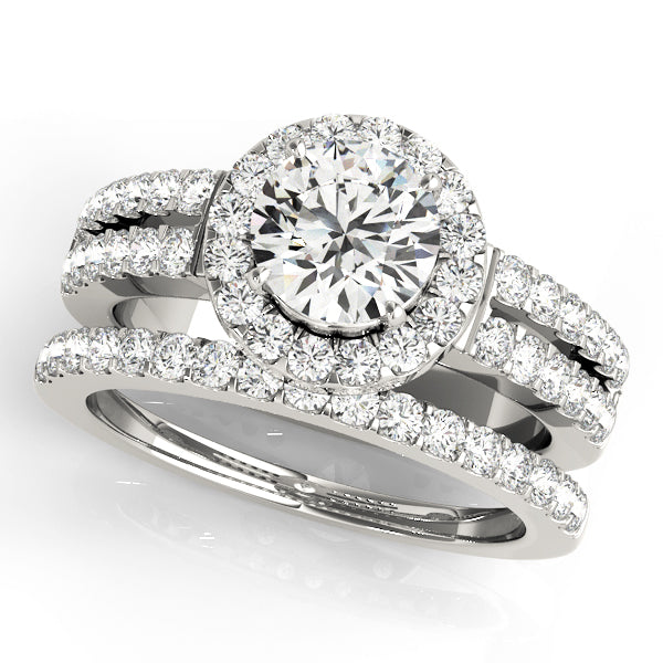 14K White Gold 1 CT Diamond Halo Engagement Ring