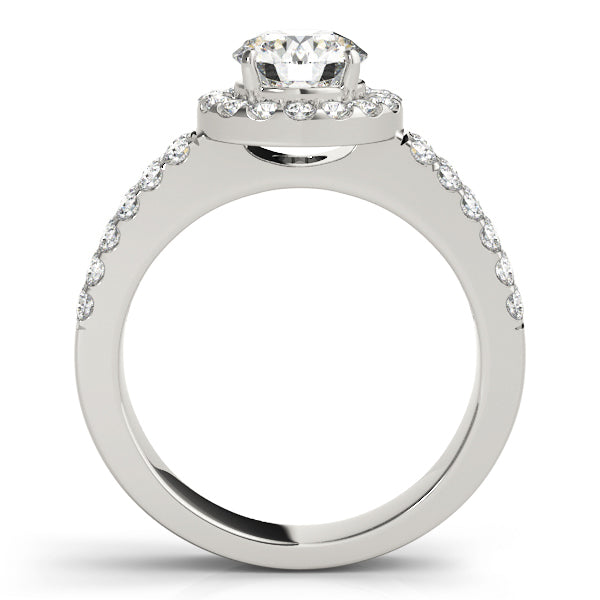 Platinum 1.38ctw Round Diamond Halo Engagement Ring