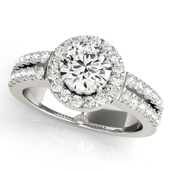 18K White Gold 1 ct Diamond Halo Engagement Ring
