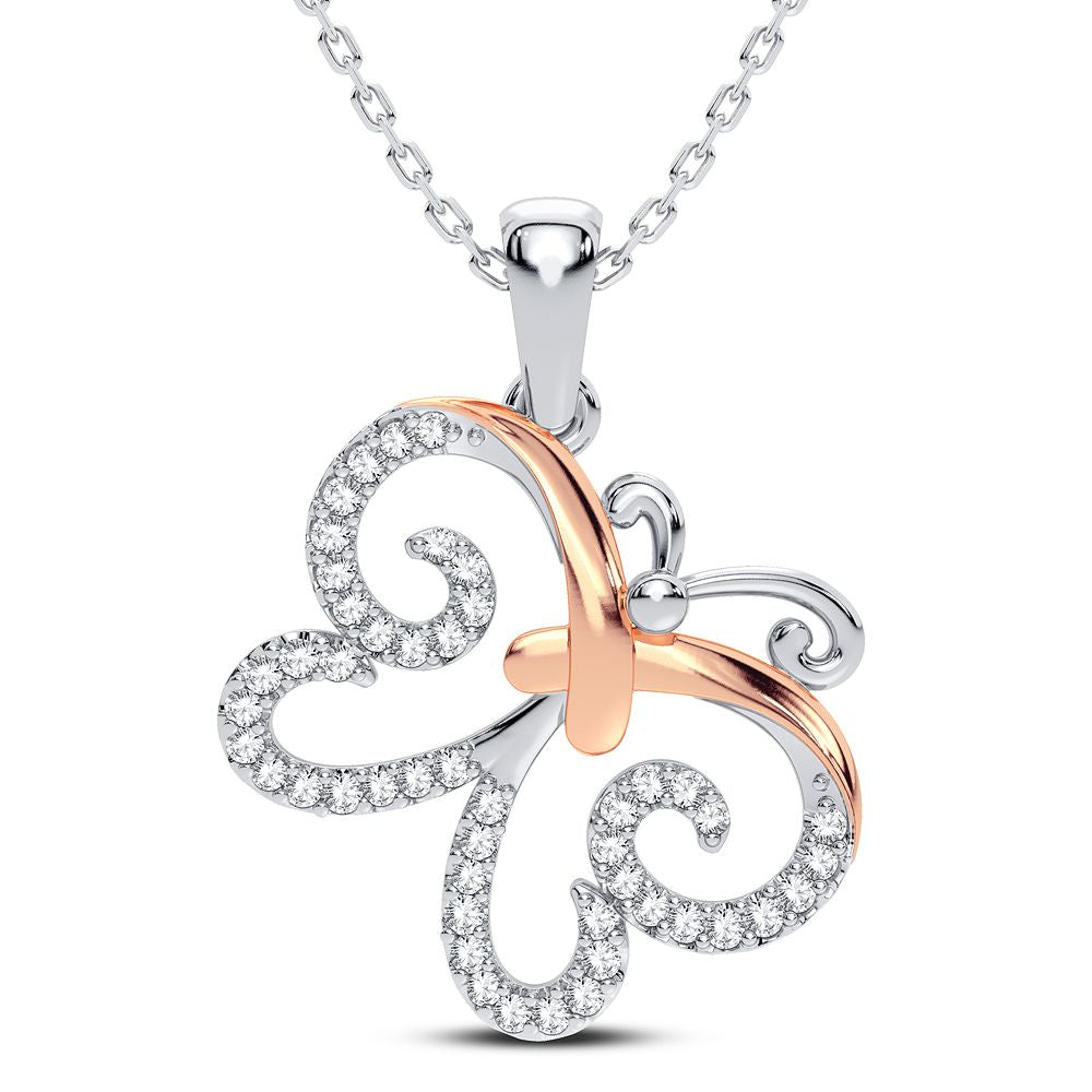Delicate 10k Rose Gold 0.15CT Lab Diamond Pendant for Her