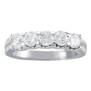 14K White Gold 5-Stone Diamond Wedding Ring