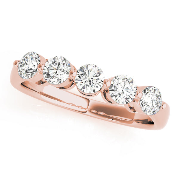 14K Rose Gold 5-Stone Diamond Wedding Ring