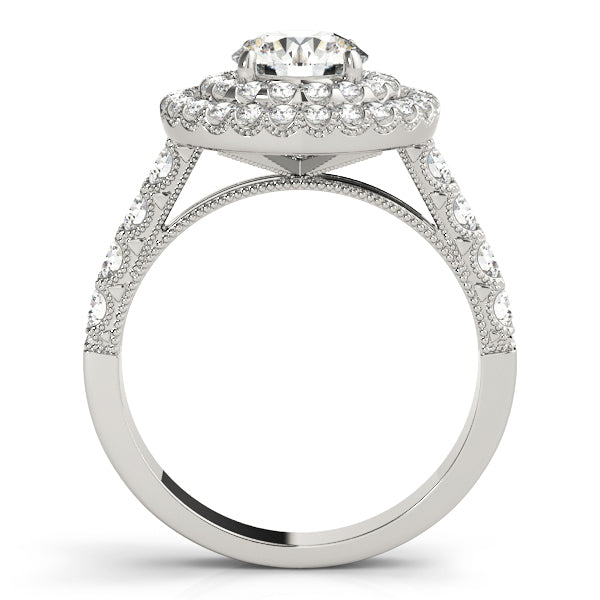 14K White Gold 2ctw Round Diamond Halo Engagement Ring