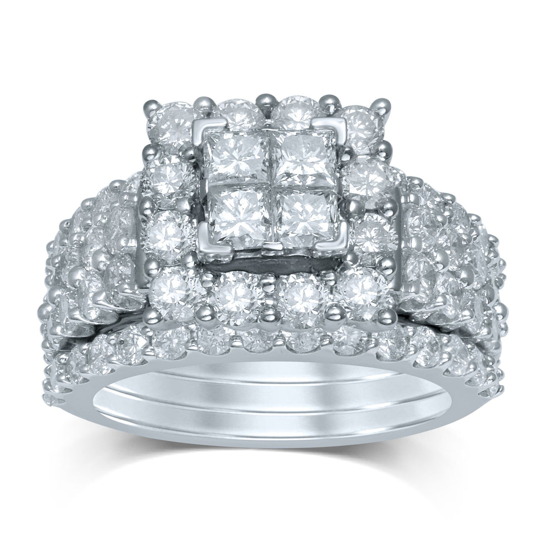 14k White Gold Lab Diamond Bridal Ring 3.94CT Brilliance
