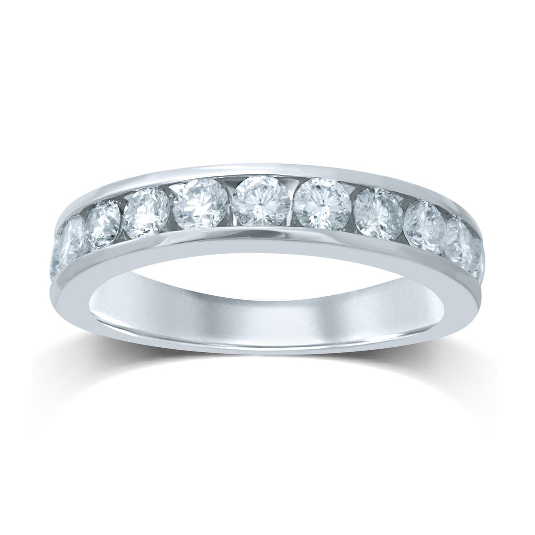 14k White Gold Sparkling Diamond Channel Band
